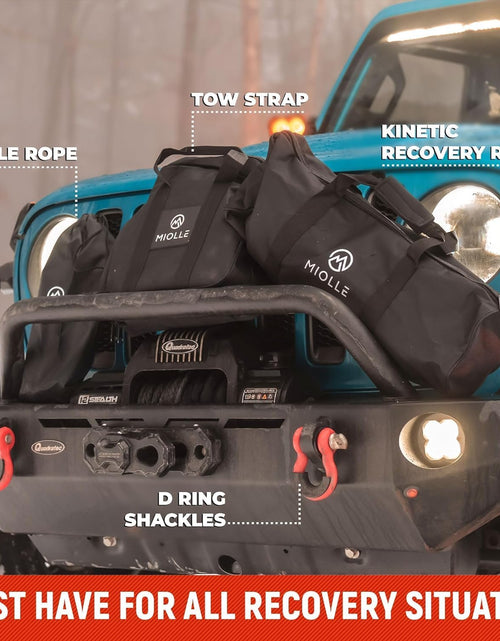 Load image into Gallery viewer, gear Tow Strap 4”X30’- 45000Lbs MBS (Lab Tested) Recovery Strap Kit Includes: Tow Rope, 2 D-Ring Shackles MBS- 62700LBS, Storage Case
