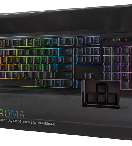 Ornata Chroma Gaming Keyboard: Hybrid Mechanical Key Switches - Customizable Chroma RGB Lighting - Individually Backlit Keys - Detachable Plush Wrist Rest - Programmable Macro Functionality