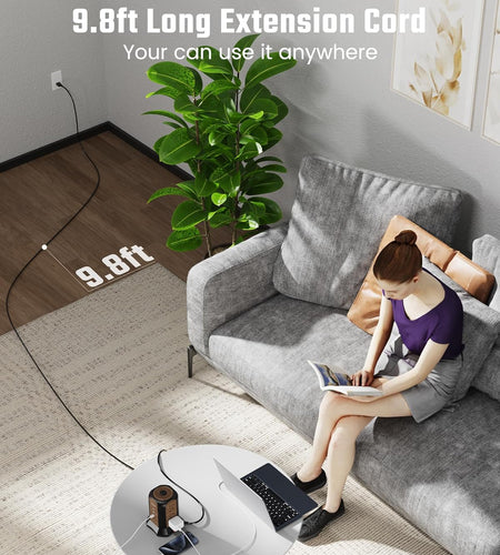 Power Strip Tower Surge Protector, Desktop Charging Station, 10 Ft Extension Cord, 9 Outlets, 4 USB Ports, 1080 Joules, 3-Prong, Grounded, Multiple Protections for Home, Office, Deep Brown