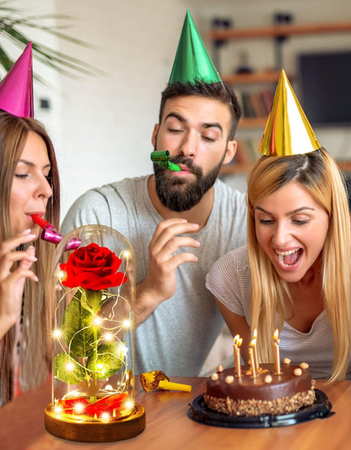 Load image into Gallery viewer, Beauty and the Beast Red Rose in Glass Dome with Fairy Light String, Valentine Rose Gift for Her, Gifts for Girlfriend, Mother'S Day Gifts
