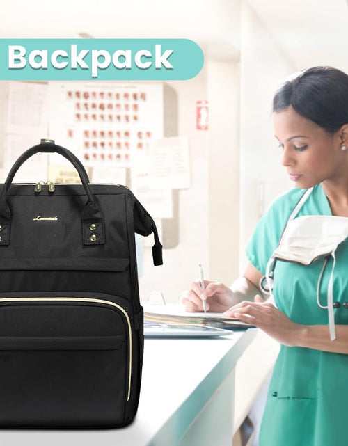 Load image into Gallery viewer, Laptop Backpack Women Teacher Backpack Nurse Bags, 15.6 Inch Womens Work Backpack Purse Waterproof Anti-Theft Travel Back Pack with USB Charging Port (Black)
