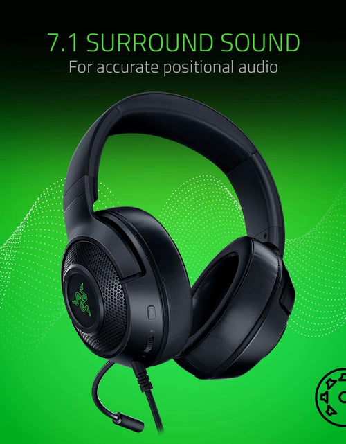 Load image into Gallery viewer, Kraken X USB Ultralight Gaming Headset: 7.1 Surround Sound - Lightweight Frame - Green Logo Lighting - Integrated Audio Controls - Bendable Cardioid Microphone - for PC - Classic Black
