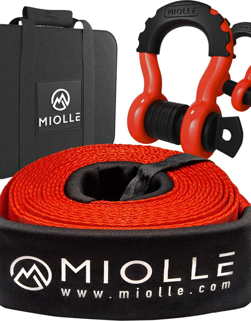 Load image into Gallery viewer, gear Tow Strap 4”X30’- 45000Lbs MBS (Lab Tested) Recovery Strap Kit Includes: Tow Rope, 2 D-Ring Shackles MBS- 62700LBS, Storage Case
