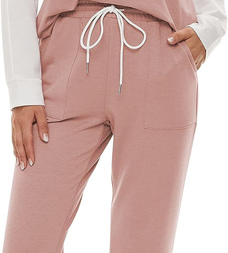 Two Piece Outfits for Women,Long Sleeve Crewneck Pullover Tops and Pants Sweatsuits Lounge Set with Pockets