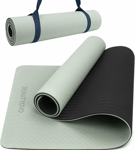Yoga Mat with Strap, 1/3| 1/4 Inch Extra Thick Yoga Mat Double-Sided Non Slip, Professional TPE| PVC Yoga Mats for Women Men, Workout Mat for Yoga, Pilates and Floor Exercises