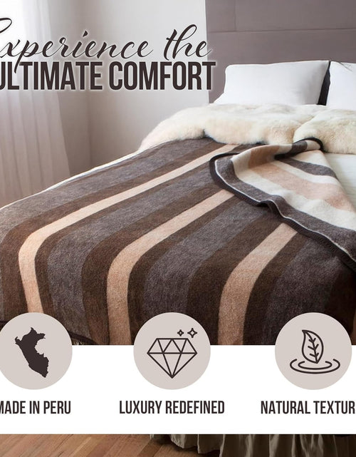 Load image into Gallery viewer, 100% Natural Alpaca and Merino Wool Blanket, Andean Collection, Twin Size Blanket - Thick, Soft and Warm, Rustic Woven Blanket, Made in Peru
