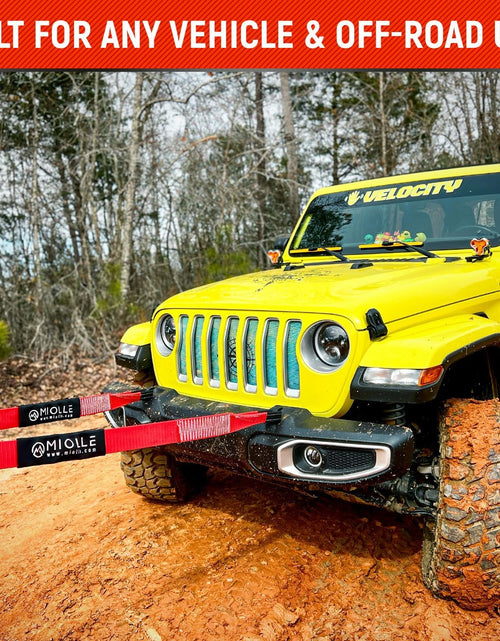 Load image into Gallery viewer, gear Tow Strap 4”X30’- 45000Lbs MBS (Lab Tested) Recovery Strap Kit Includes: Tow Rope, 2 D-Ring Shackles MBS- 62700LBS, Storage Case
