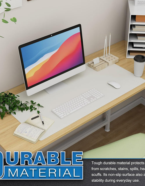 Load image into Gallery viewer, Desk Pad , Waterproof Leather Mouse Mat Forkeyboard and Mouse, Desktop Protector for Office and Home (White, 31.5" X 15.7")
