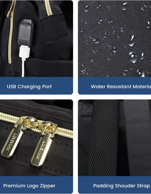 Load image into Gallery viewer, Laptop Backpack Women Teacher Backpack Nurse Bags, 15.6 Inch Womens Work Backpack Purse Waterproof Anti-Theft Travel Back Pack with USB Charging Port (Black)
