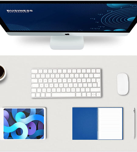 Desk Pad , Waterproof Leather Mouse Mat Forkeyboard and Mouse, Desktop Protector for Office and Home (White, 31.5" X 15.7")