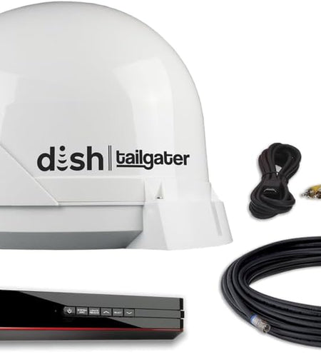 DT4450 DISH Tailgater Bundle - Portable/Roof Mountable Satellite TV Antenna and DISH Wally HD Receiver , White , Western & Eastern Arc Satellites