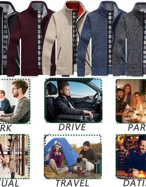 Load image into Gallery viewer, Men'S Casual Slim Full Zip Thick Knitted Cardigan Sweaters with Pockets
