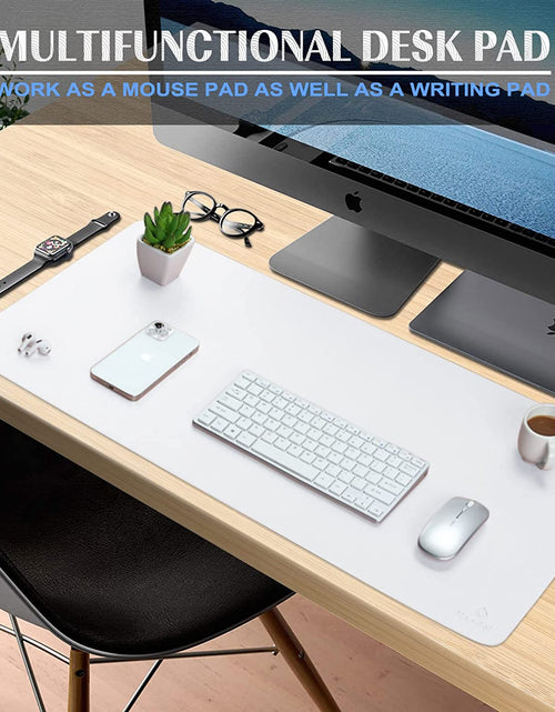 Load image into Gallery viewer, Desk Pad , Waterproof Leather Mouse Mat Forkeyboard and Mouse, Desktop Protector for Office and Home (White, 31.5" X 15.7")
