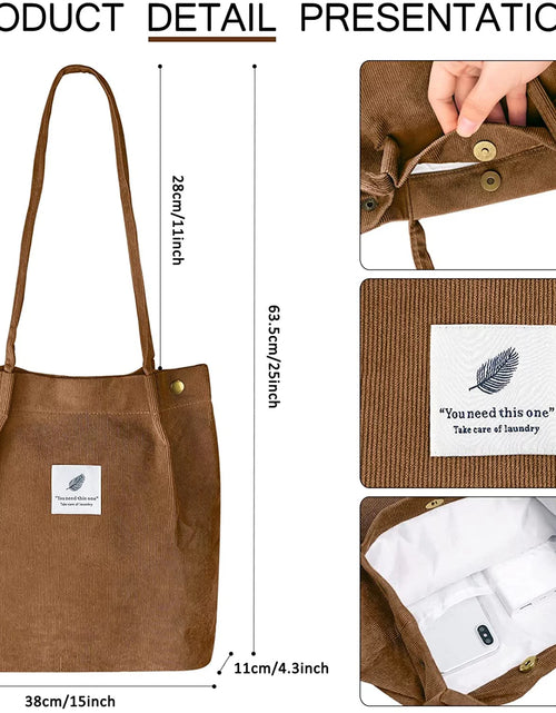 Load image into Gallery viewer, Corduroy Tote Bag Large for Women Girl Lady Canvas Shoulder Cord Purse and Handbags with Inner Pocket
