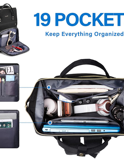 Load image into Gallery viewer, Laptop Backpack Women Teacher Backpack Nurse Bags, 15.6 Inch Womens Work Backpack Purse Waterproof Anti-Theft Travel Back Pack with USB Charging Port (Black)
