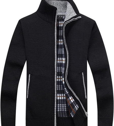 Men'S Casual Slim Full Zip Thick Knitted Cardigan Sweaters with Pockets