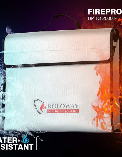 Load image into Gallery viewer, Fireproof Document &amp; Money Bags, Large Fireproof &amp; Water Resistant Bag (15 X 12 X 5 Inches), Fireproof Folder Safe Bag for Cash, Valuables &amp; Passport, with Silicone Coating &amp; Zipper Closure
