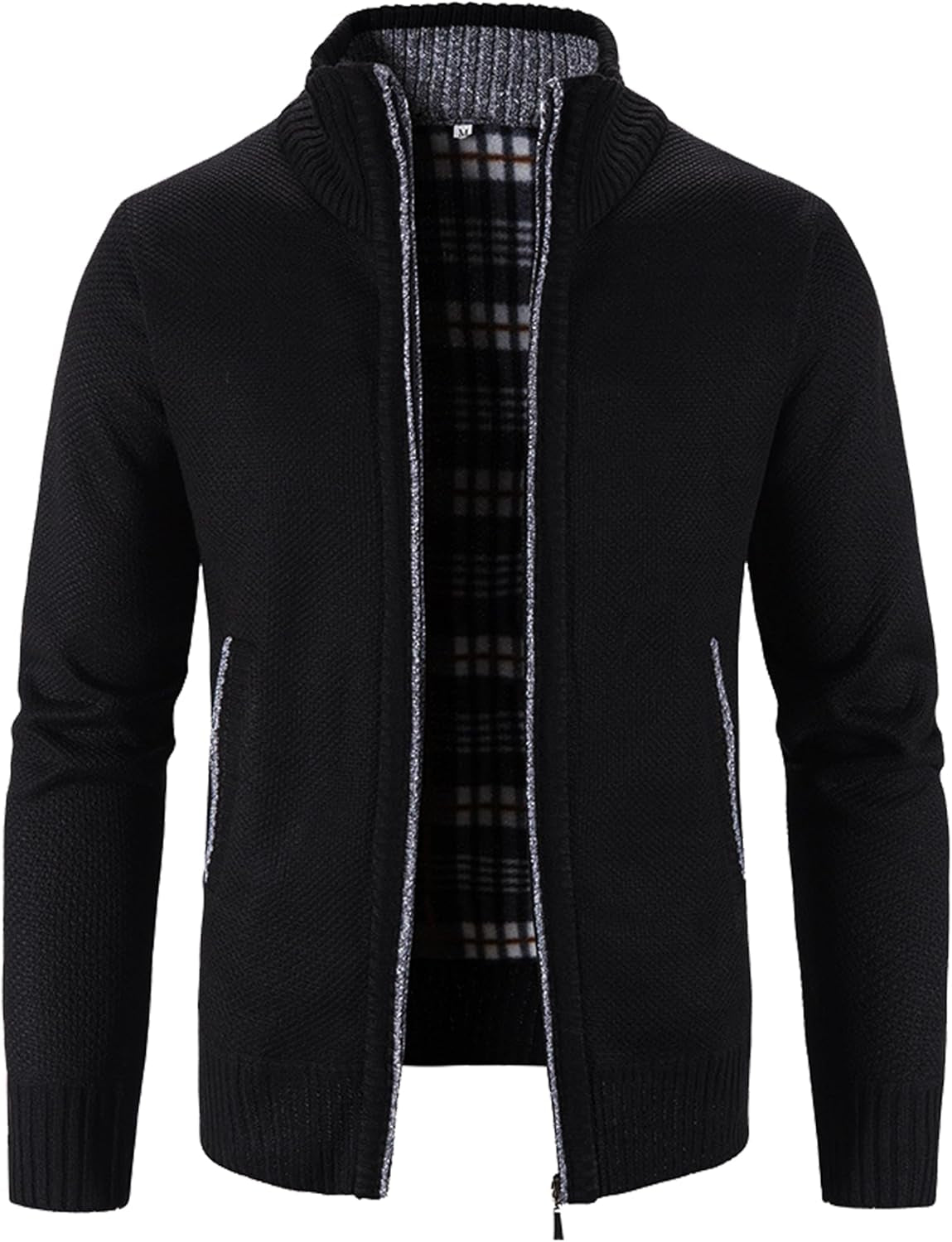 Men'S Casual Slim Full Zip Thick Knitted Cardigan Sweaters with Pockets